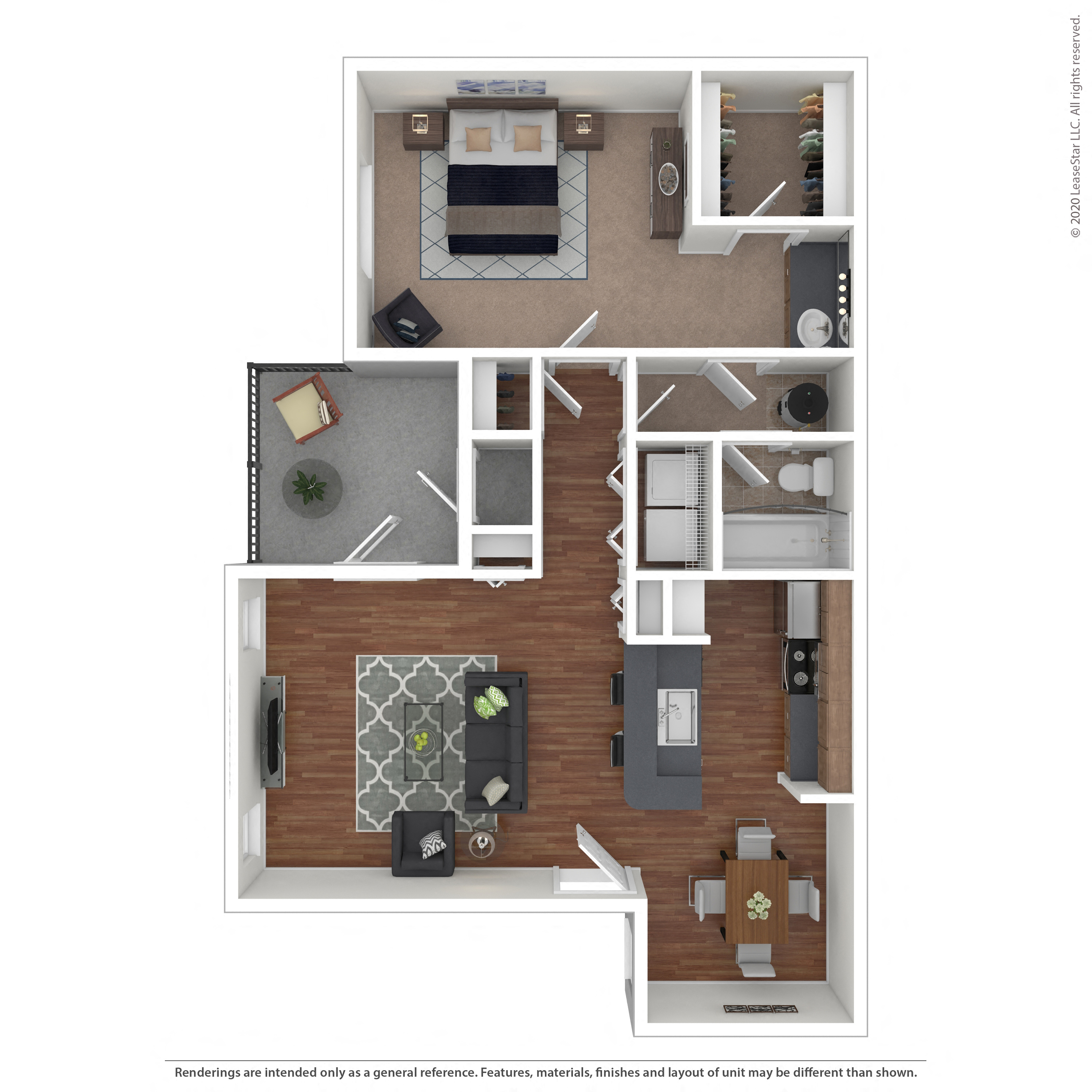 Floor plan for 1 bed, 1 bath, 800 sqft
